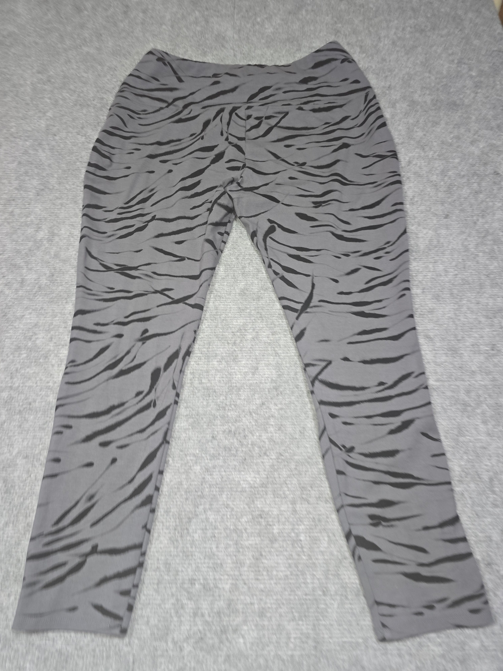 Rachel Zoe XL Gray Black Zebra Animal Print Ponte Leggings High Rise Pull On